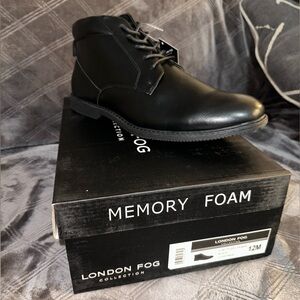 NEW London Fog Collection Tyler Chukka Men's Size 12m Black Leather Dress Shoes